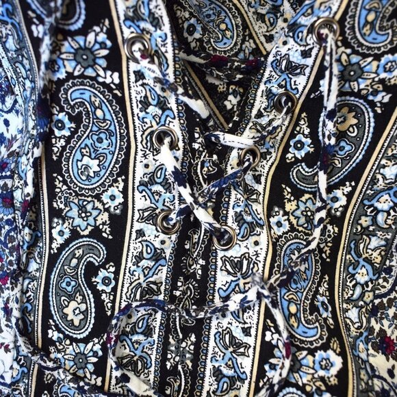 Umgee Floral Paisley Flare Sleeve Boho Tunic Small - Picture 7 of 15